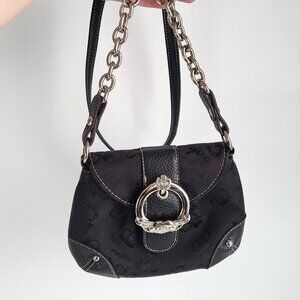Kathy Van Zeeland Black Mini Crossbody I Chain Strap, Signature Logo, Crown Buck